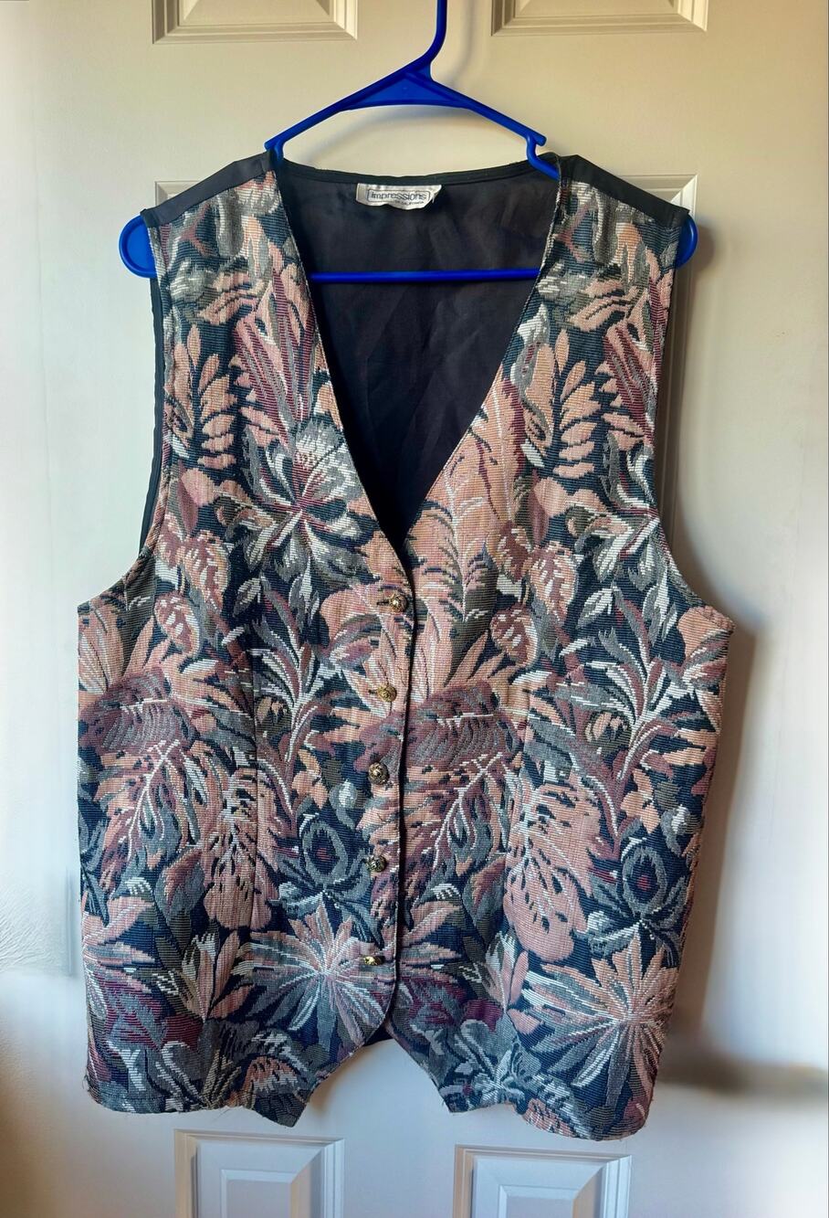 Vintage Impressions of California Tapestry Button Vest Women’s MCottagecore